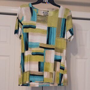 #186 3/$18 - MJ Collection Green/Black Short Sleeve Top Size M